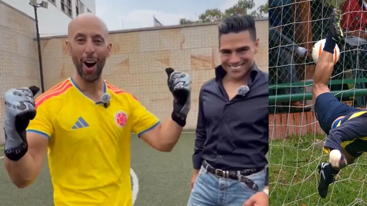 Video | Dani el Futbolero y Radamel Falcao García reviven en una cancha el histórico ‘Escorpión’ de René Higuita de cara al Mundial 2026