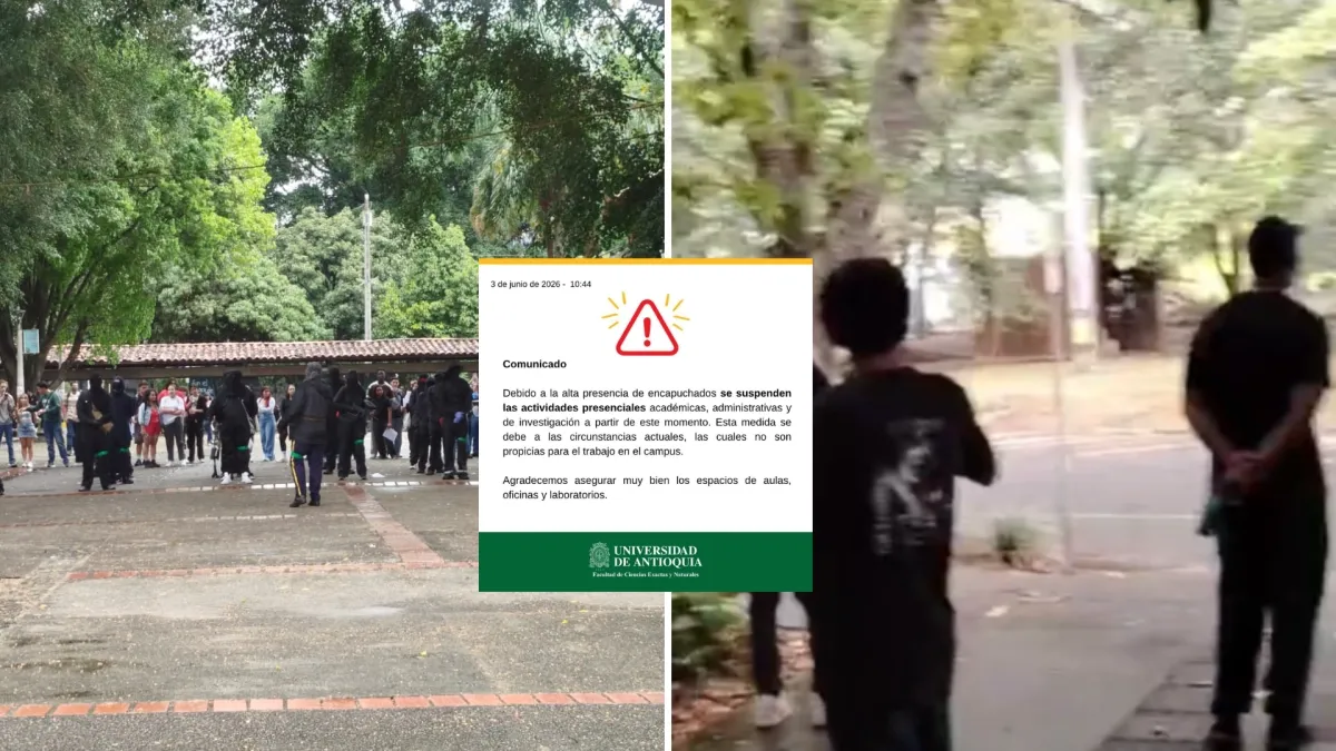 Atención: encapuchados protagonizan disturbios en la Universidad de Antioquia; actividades académicas fueron suspendidas tras detonaciones