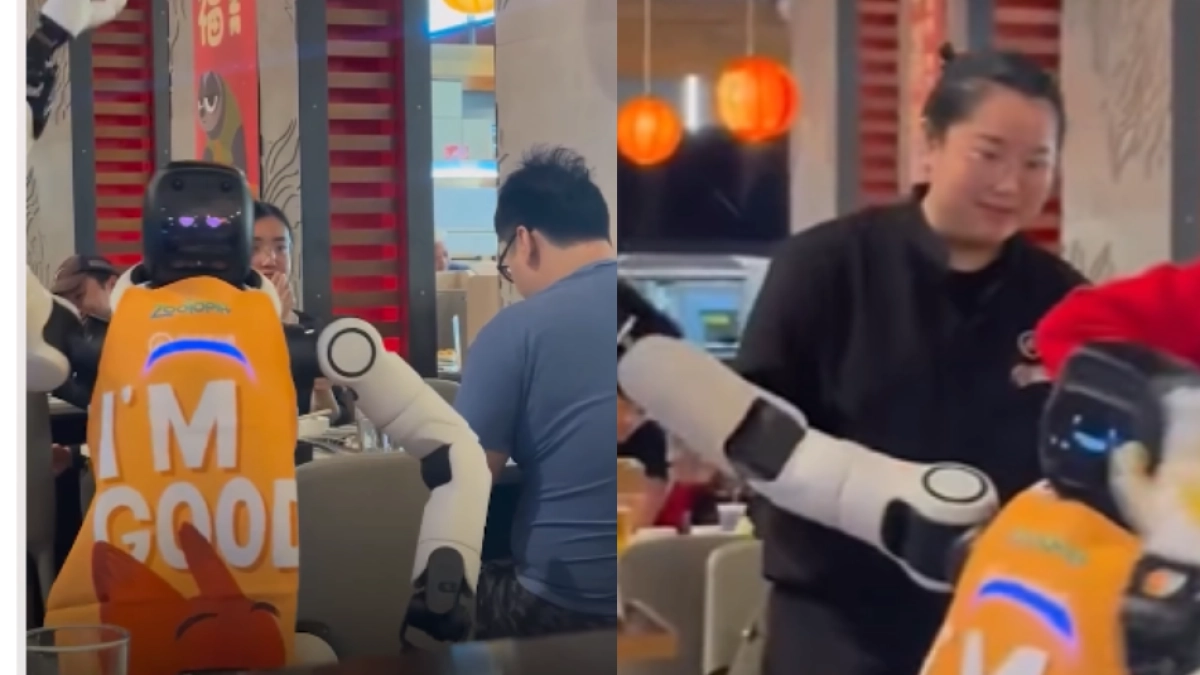 Del servicio al espectáculo, robot camarero empezó a bailar, perdió el control y causó destrozos: 'Soy bueno'