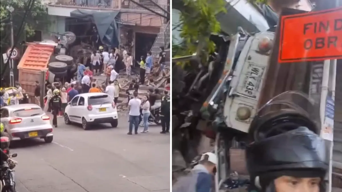 Dump Truck Crash Injures Four in Medellín After Mechanical Failure