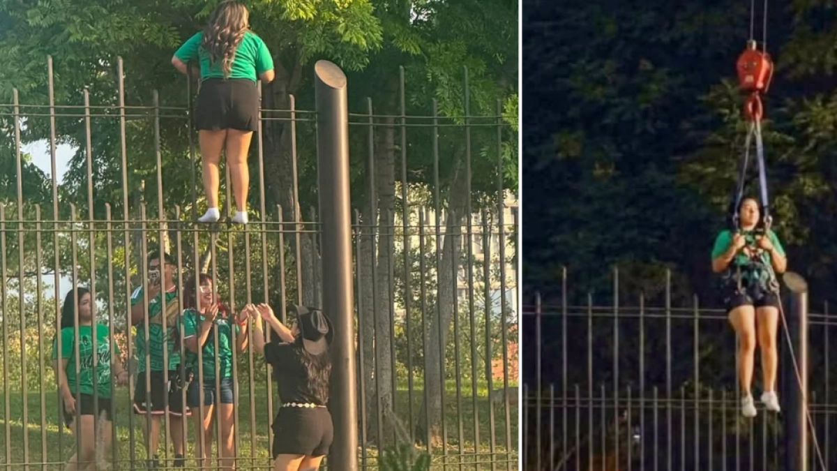 Hincha de México intentó colarse en un evento del Mundial, quedó atrapada en una reja y tuvo que ser rescatada por una grúa: 'No pudo ver el partido'