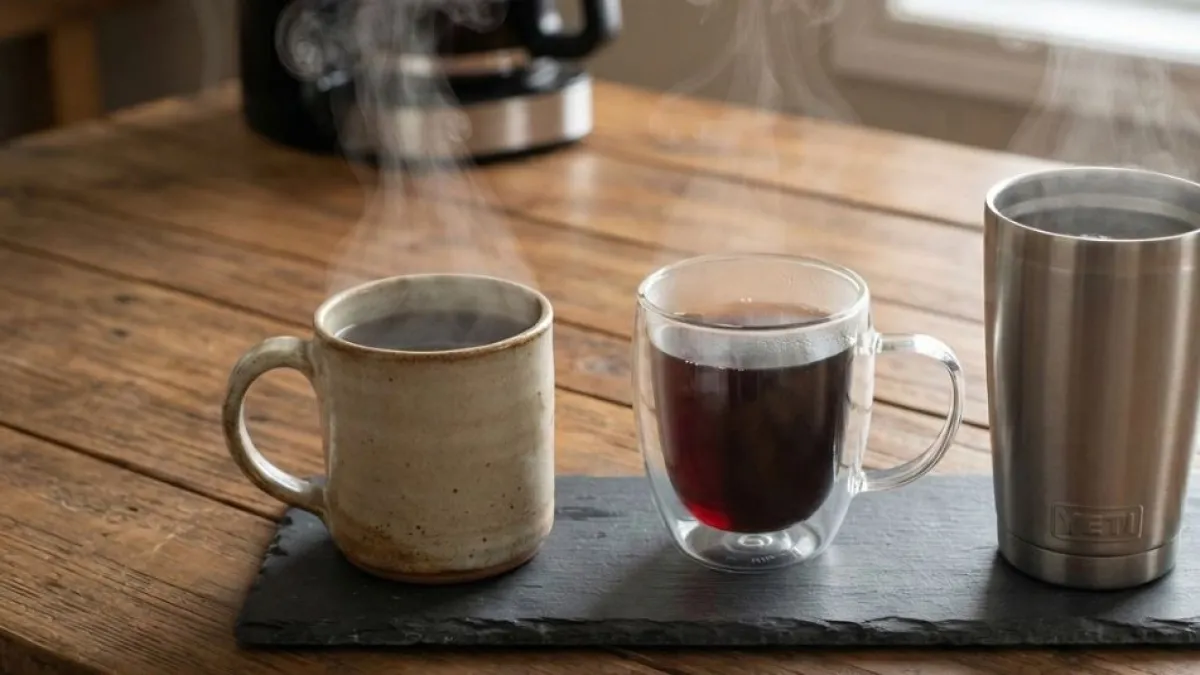 ¿Qué taza conserva mejor la temperatura: cerámica, vidrio o acero inoxidable?