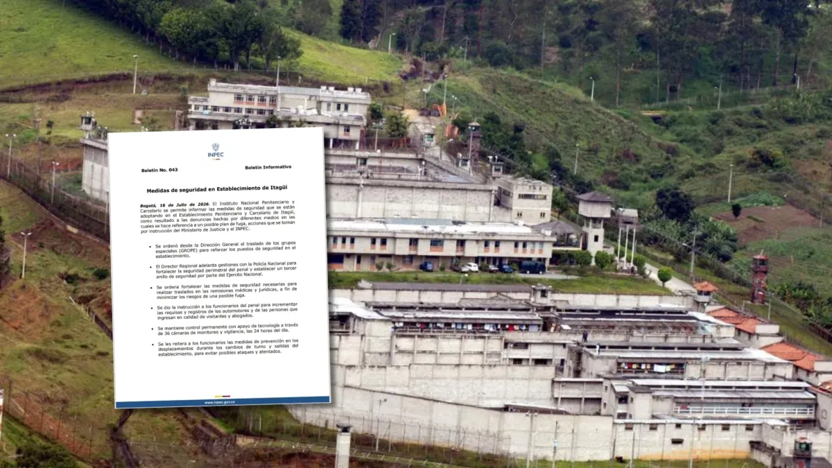 Inpec anunció fortalecimiento de medidas de seguridad en la cárcel de Itagüí tras denuncia de presunto plan de fuga masiva para el 7 de agosto