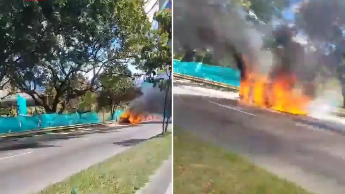 Video | El incendio de un vehículo en la avenida Regional de Medellín causó pánico en los conductores de la capital de Antioquia