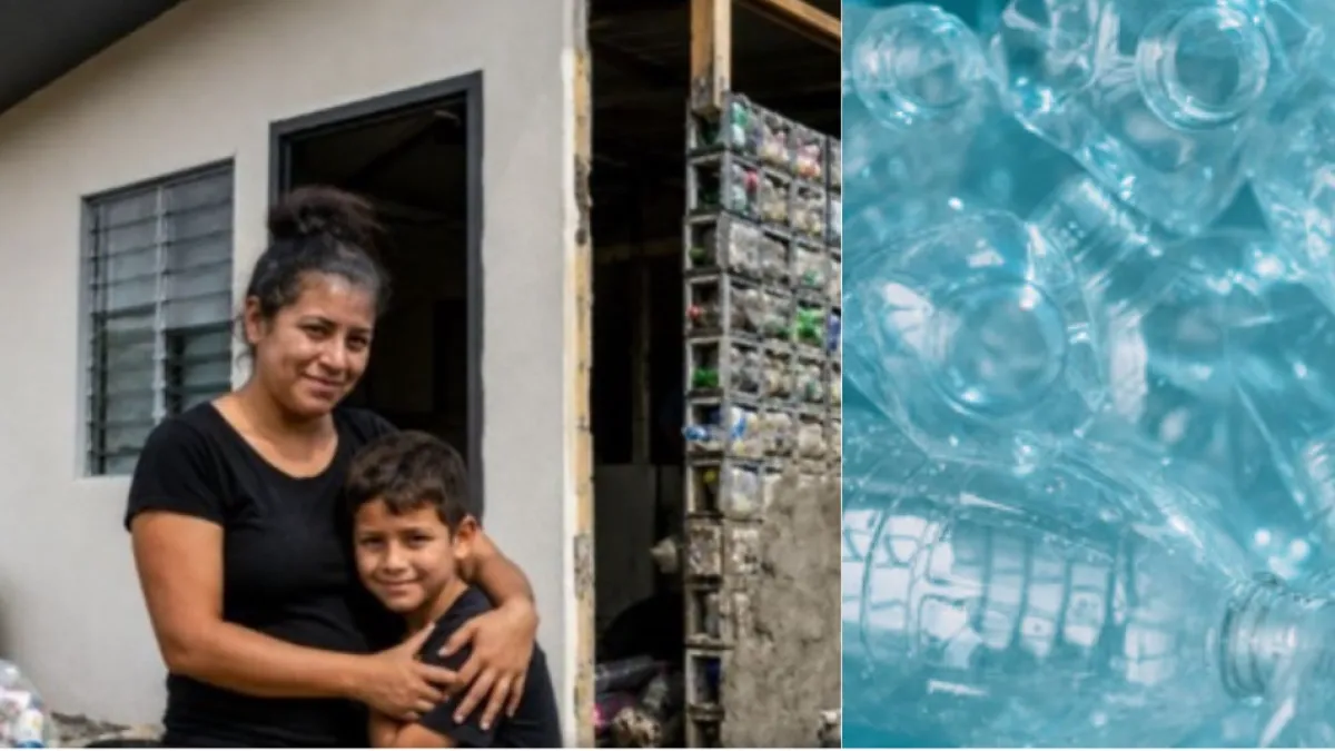 Madre ahorró 9 años para comprar un terreno para ella y su hijo, pero no tenía casa: 800 voluntarios construyeron un hogar con plástico reciclado