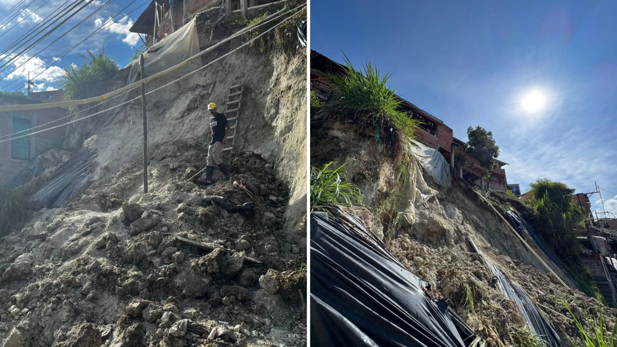 Video | Movimiento de masas en Bello, Antioquia, afectó a una decena de personas: autoridades verifican riesgos en viviendas contiguas