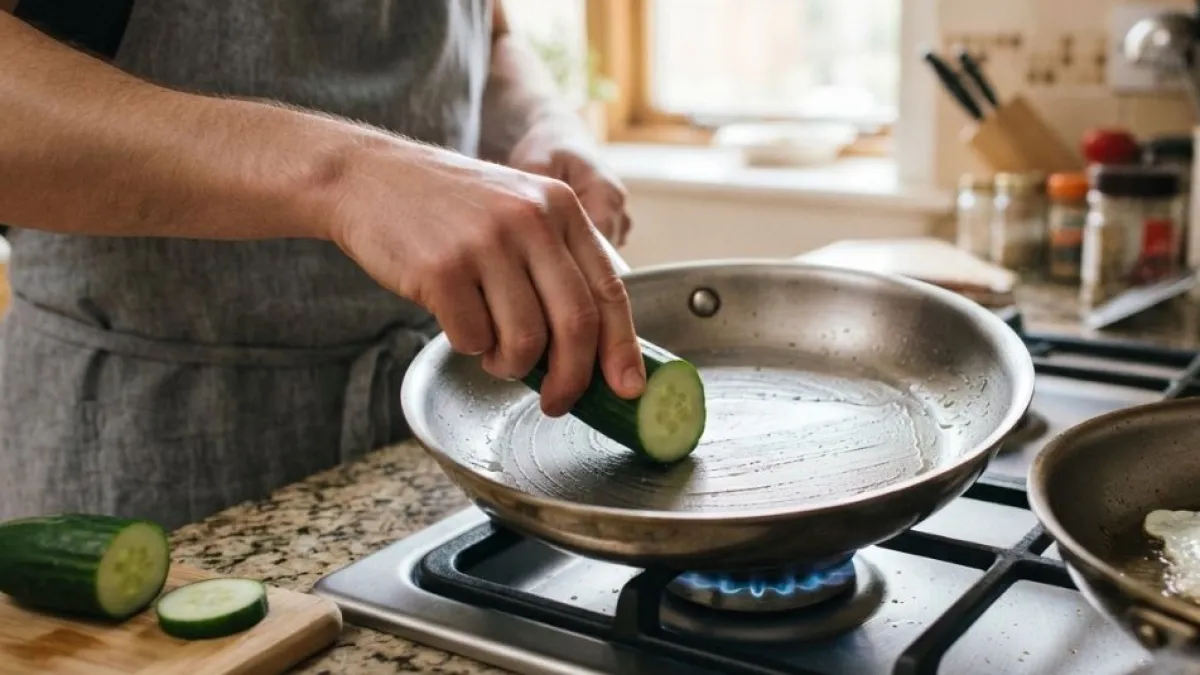 Truco de cocina: por qué frotar pepino en la sartén ayuda a evitar que el huevo se pegue