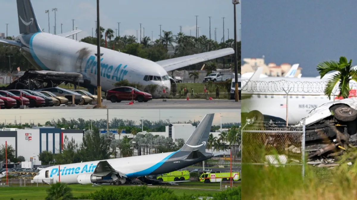 Impactante video: hallan a sobreviviente en carro destruido tras accidente de avión de Amazon; aeronave se salió de la pista y chocó contra vehículos