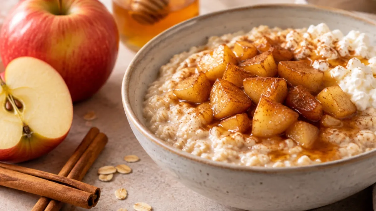 Avena cremosa con manzana caramelizada y canela: el desayuno fácil y saciante que se prepara en minutos