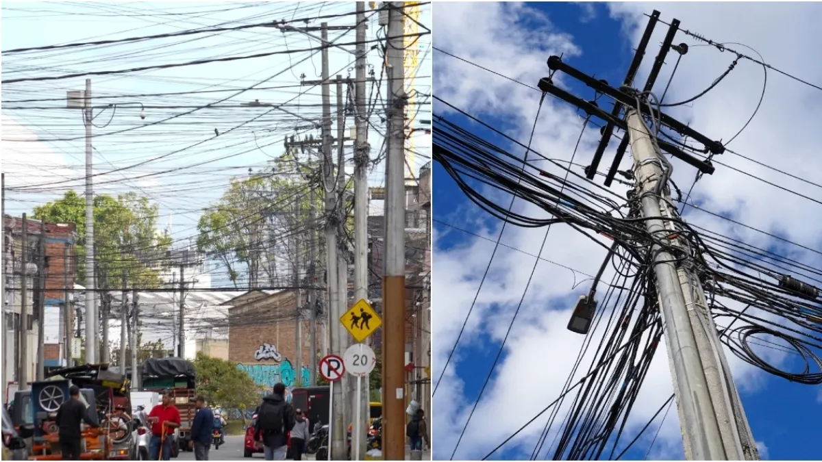 Bogotá quiere acabar con el 'cablerío' que invade postes y fachadas: 70 % de los cables instalados en la ciudad estaría en desuso