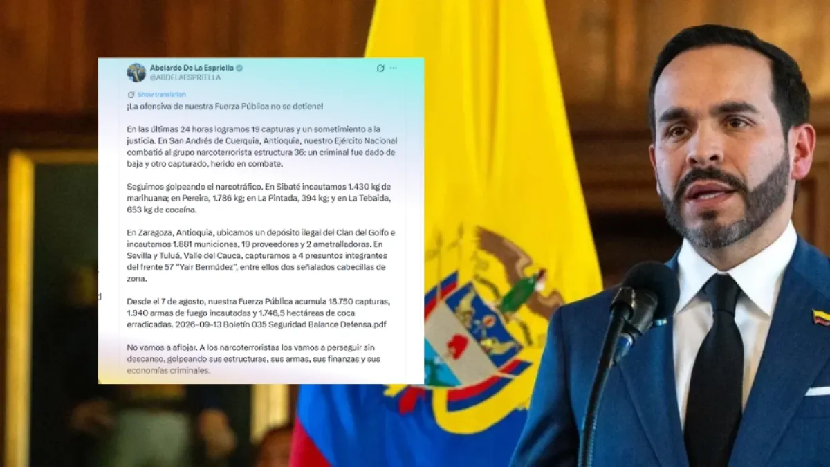 Presidente Abelardo De La Espriella reporta 19 capturas y golpes al narcotráfico en las últimas 24 horas