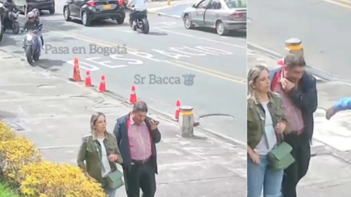 Ladrón en moto intentó robarle el celular a un peatón en Bogotá, pero la víctima logró esquivarlo