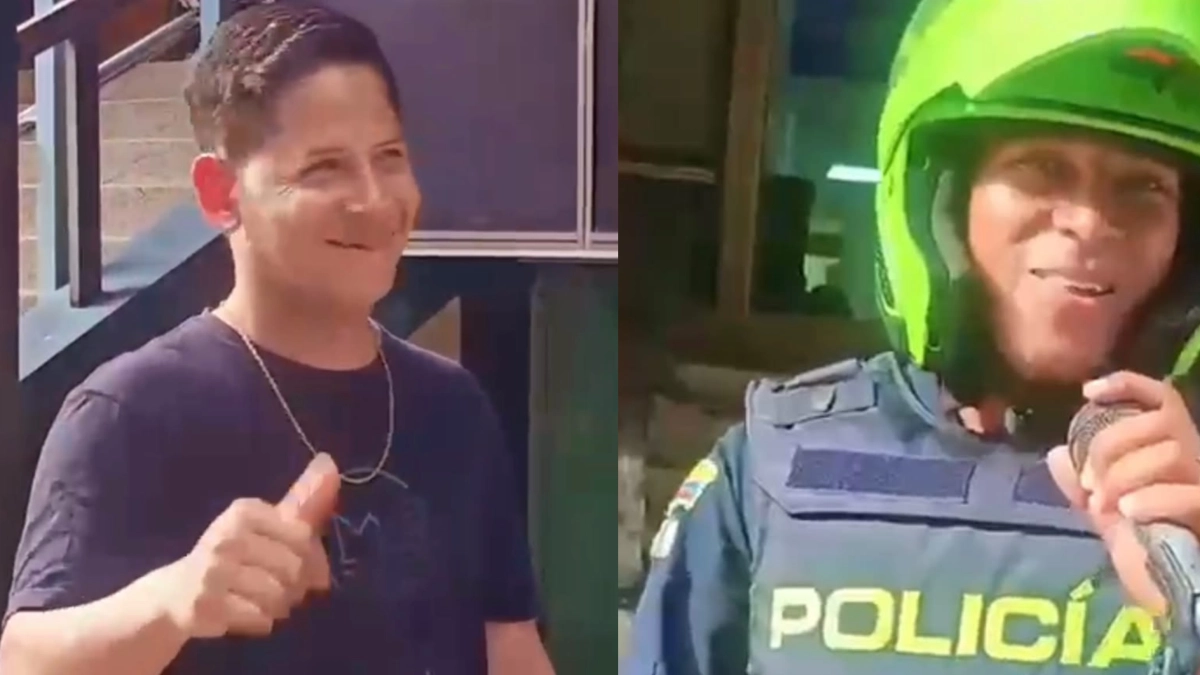 Policía se volvió viral en redes tras cantar junto a artista ambulante en Pereira