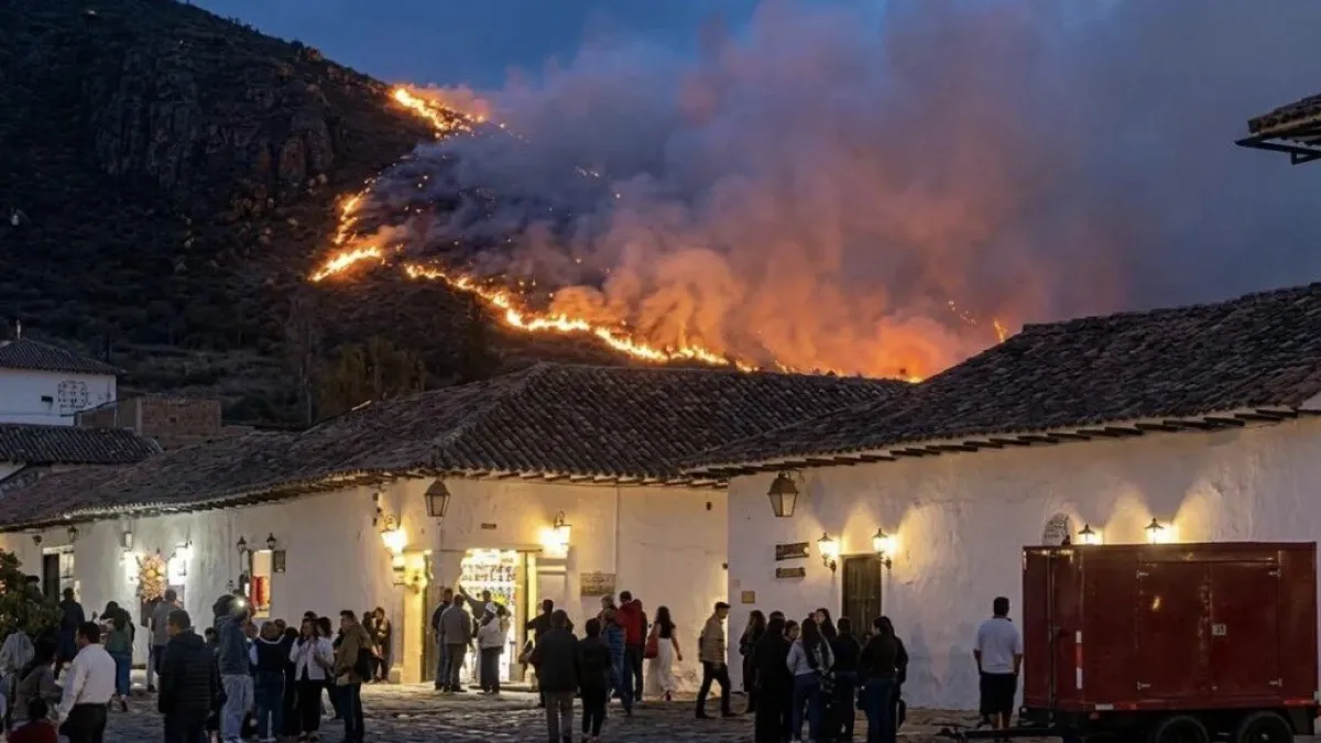 Grave incendio en el cerro de San Marcos en Villa de Leyva: declaran calamidad pública suspenden las clases