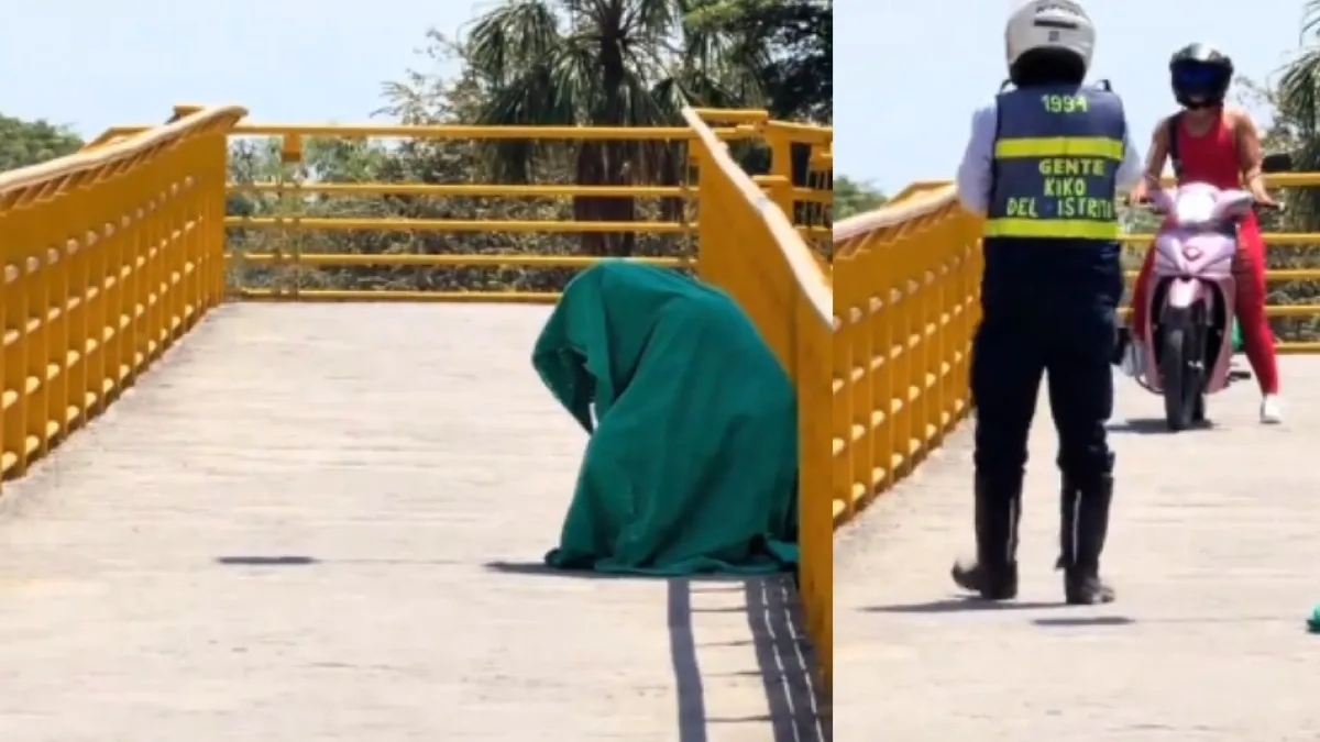 ¿Video de agente de tránsito sorprendiendo a infractora en un puente peatonal es real o falso?