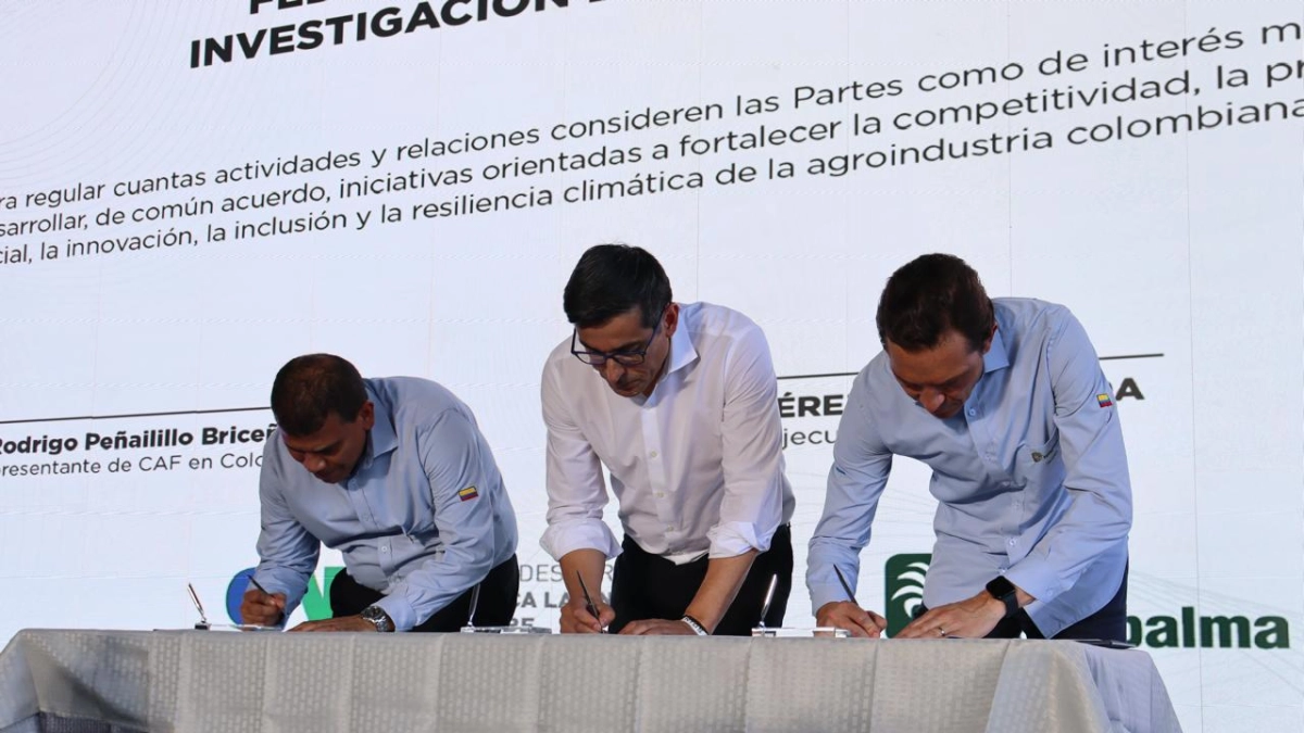 CAF, Fedepalma y Cenipalma firman acuerdo para impulsar la sostenibilidad de la palma de aceite en Colombia