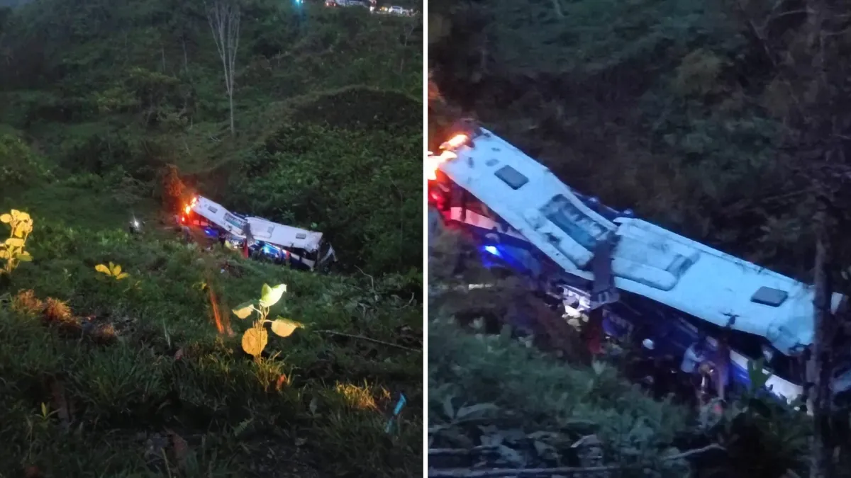 Habla conductor de bus que cayó por un abismo en la vía Medellín – Puerto Berrío: las condiciones climáticas habrían causado el accidente