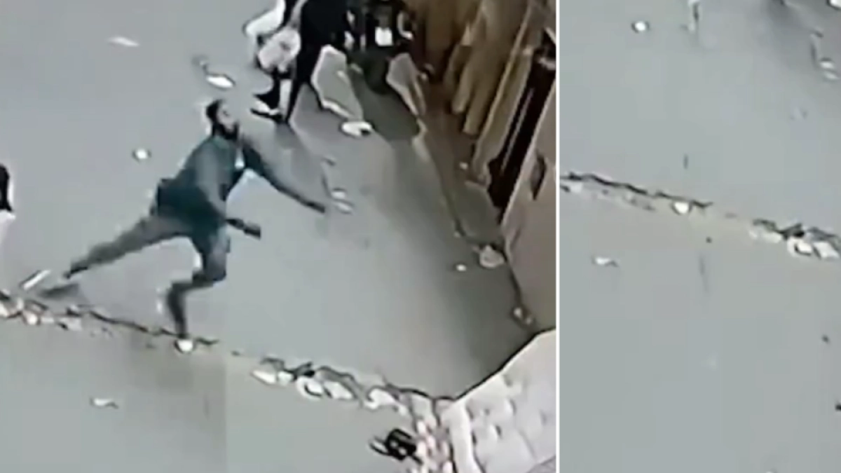 Video: comerciante corre a rescatar a un niño tras caer de un segundo piso y consigue atraparlo justo antes de que toque el suelo
