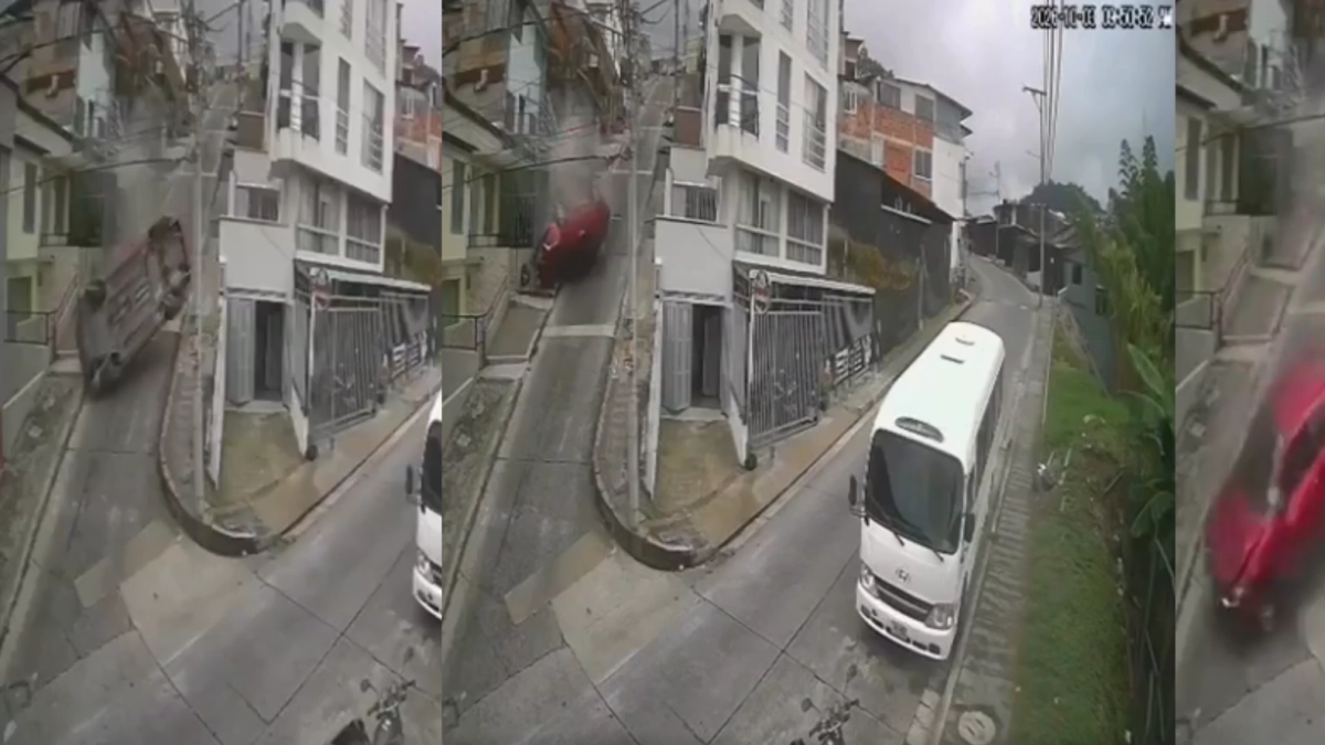 Conductor pierde el control y cae por una pendiente en Manizales