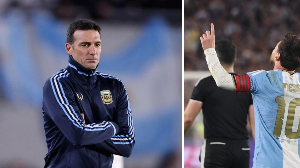 Video | Scaloni, técnico de la Selección Argentina, rompe en llanto tras el himno y el minuto 10 en el partido de despedida de Lionel Messi