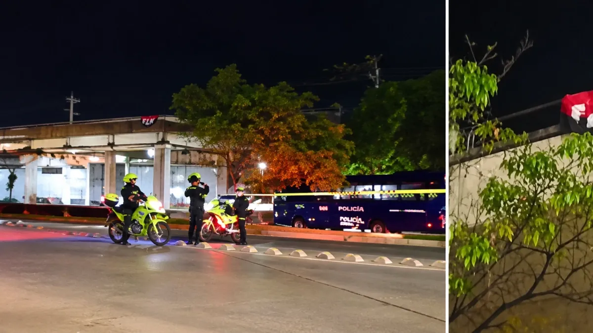 Barranquilla: Policía descarta explosivos en cilindro alusivo al ELN hallado junto a bandera en puente de Murillo con Circunvalar