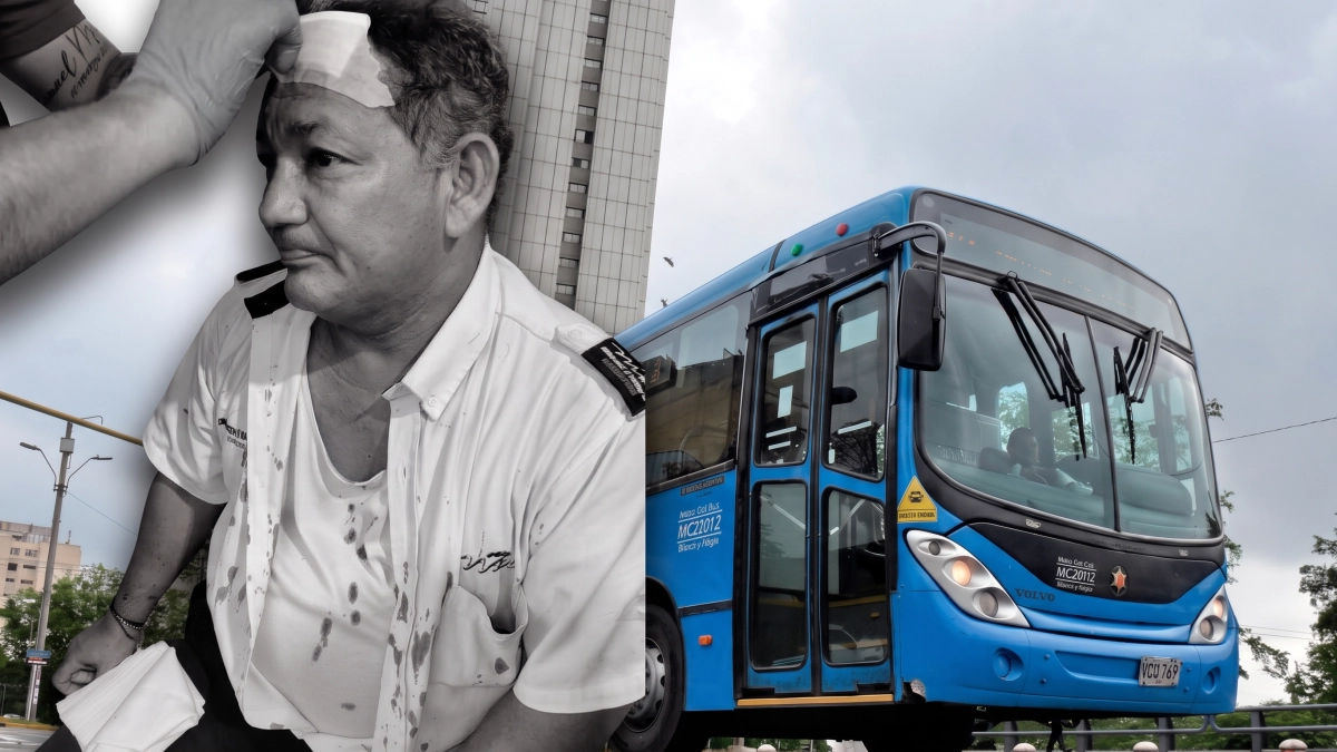Les pidió bajar del techo del bus para salvarles la vida y lo apedrearon hasta herirlo en la cabeza: el drama de un conductor del MIO en Cali