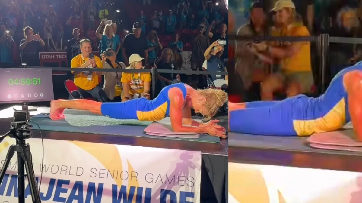 Mujer de 61 años rompe su propio récord mundial de plancha abdominal tras aguantar cinco horas consecutivas
