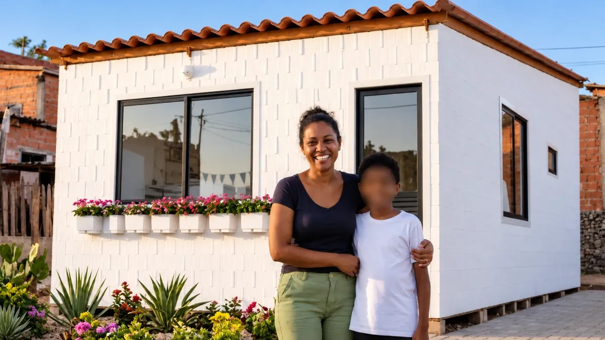 Mujer recibió una casa construida con dos toneladas de plástico reciclado en Brasil: la ensamblaron en solo 15 horas