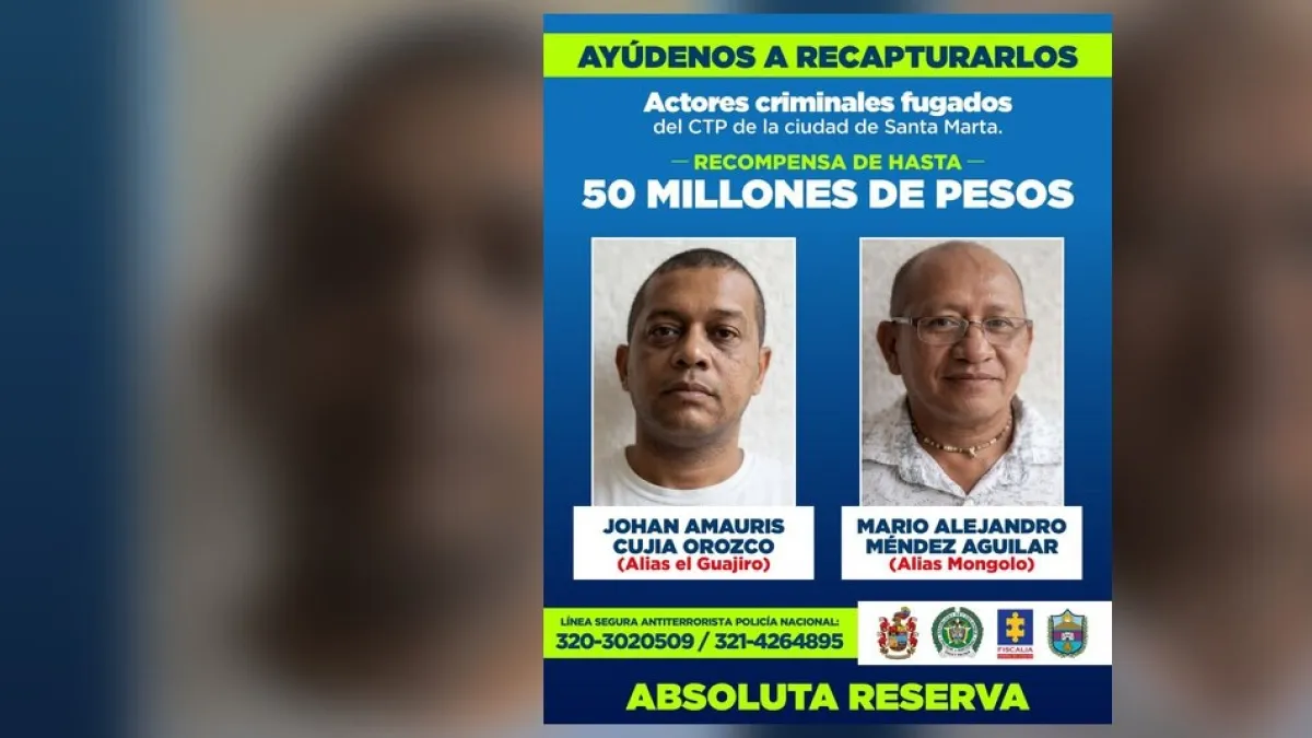 12 fugados se entregaron en Santa Marta, pero ‘Mongolo’, objetivo de alto valor de ‘Los Pachencas’, continúa entre los 29 prófugos