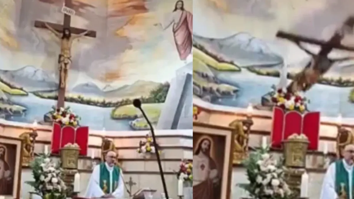 Sacerdote murió en plena misa transmitida en vivo en Ecuador: una enorme cruz de madera se desplomó sobre él ante los feligreses