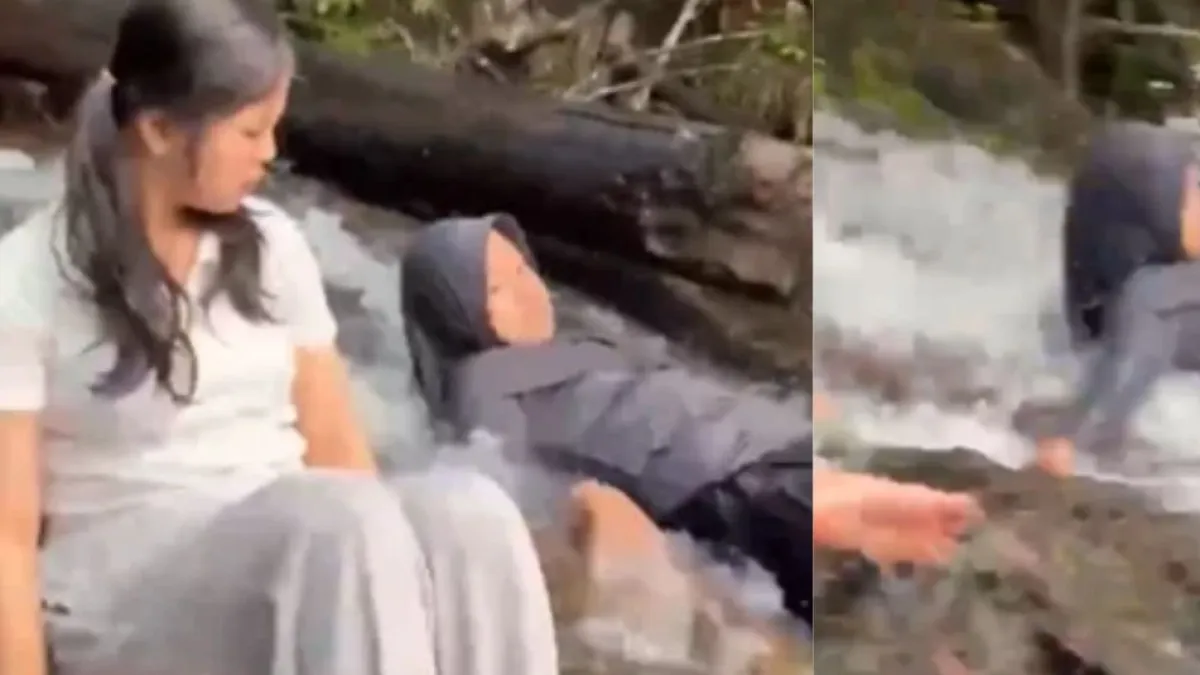 Momentos de pánico vivió un grupo de amigos tras la caída de una mujer desde una cascada de 70 metros en Indonesia: todo quedó grabado en video