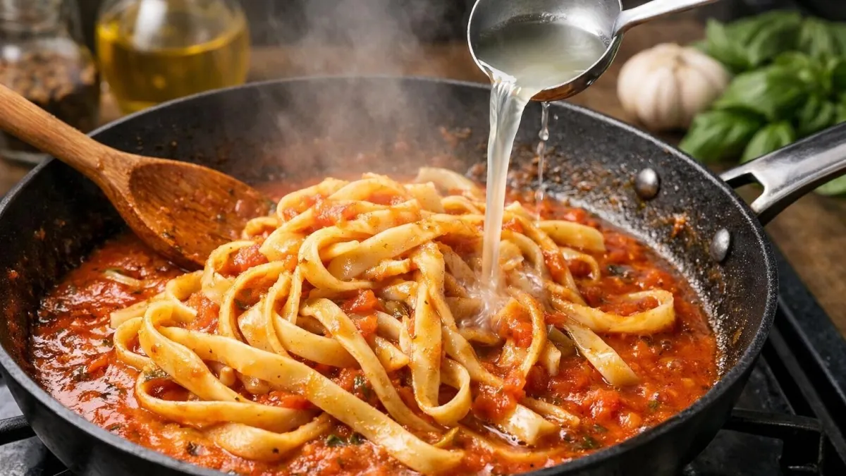 Los cocineros italianos y españoles coinciden: la pasta no se deja hasta el último minuto del envase, se saca antes y se mezcla con la salsa