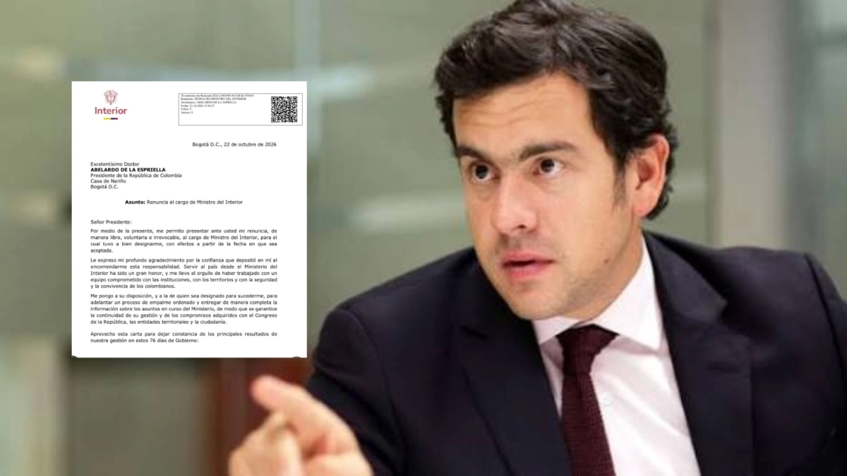 Los 10 puntos de la carta de renuncia que Rodrigo Lara envió al presidente Abelardo De La Espriella antes de dejar el Ministerio del Interior