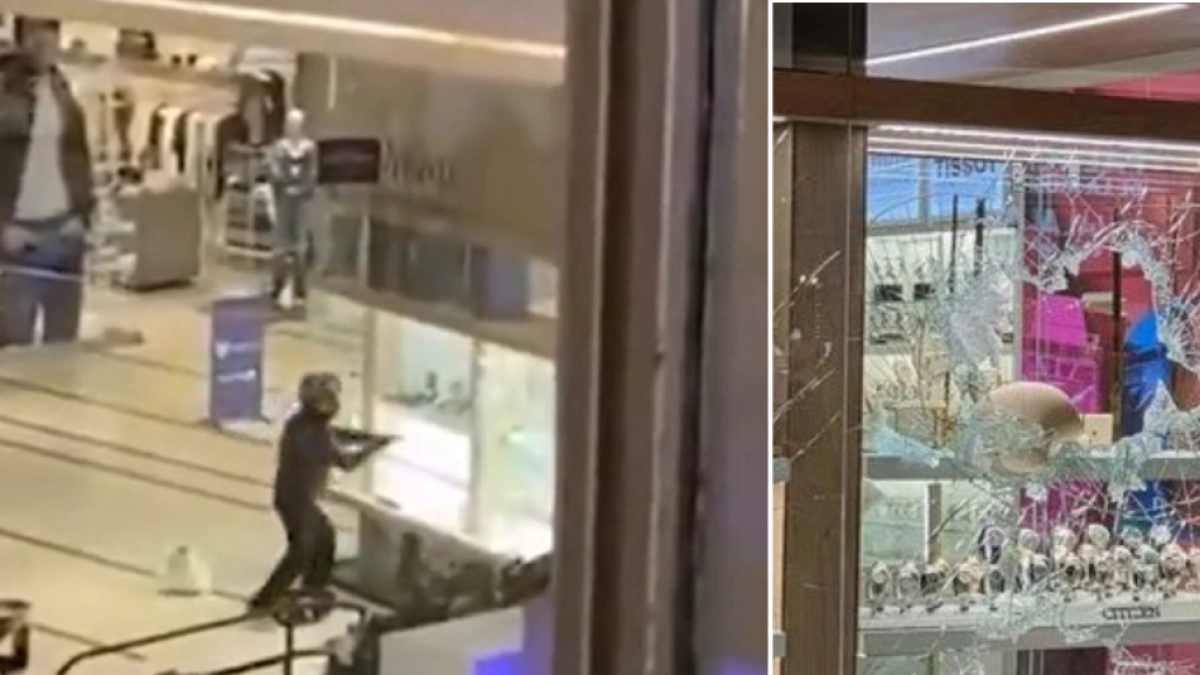 Video | Sin quitarse los cascos y a plena vista: llegaron en motos y rompieron las vitrinas para robar una joyería en un centro comercial de Uruguay