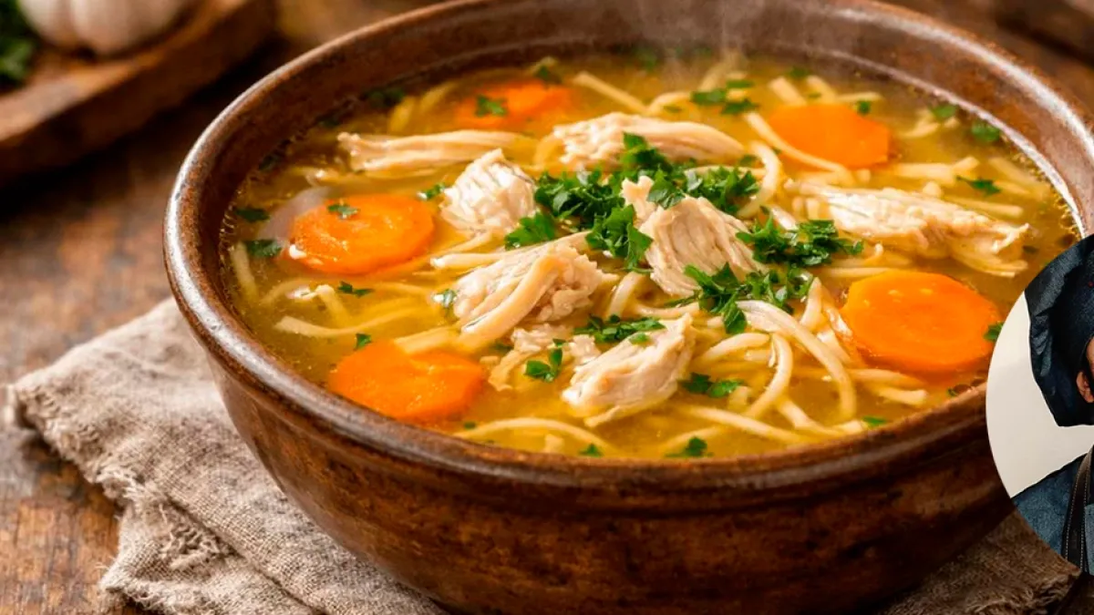 Pablo Suárez, cocinero: ‘Esta receta de sopa de pollo y verduras se hace con un caldo de dos horas, contramuslos dorados y verduras trituradas’