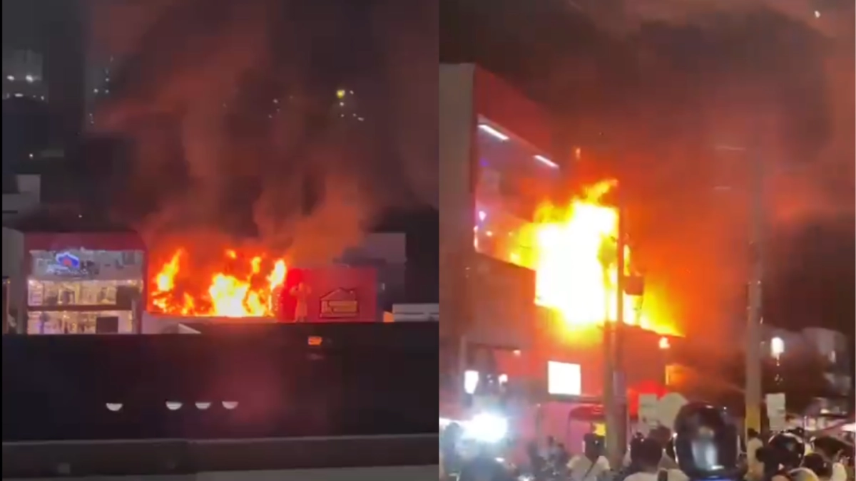 Reportan incendio cerca del centro comercial La Plazuela, en Cartagena: hay varios locales afectados; el Cuerpo de Bomberos atiende la emergencia