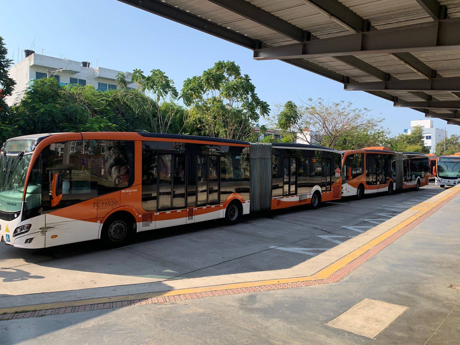 Patio Portal de Transcaribe en Cartagena.