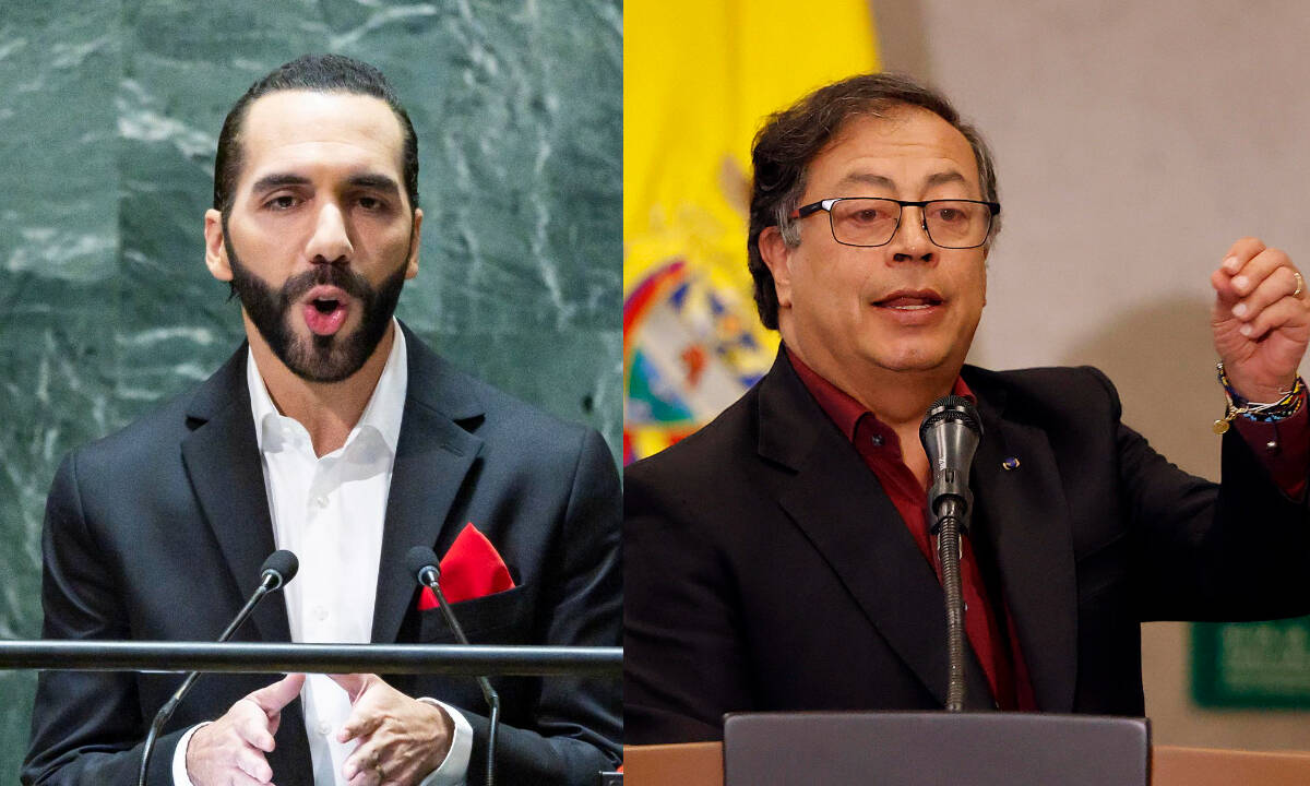El presidente de El Salvador, Nayib Bukele, y el presidente de Colombia, Gustavo Petro.