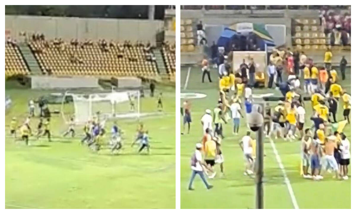 Real Cartagena vs. Fortaleza. Hinchas invaden la cancha.