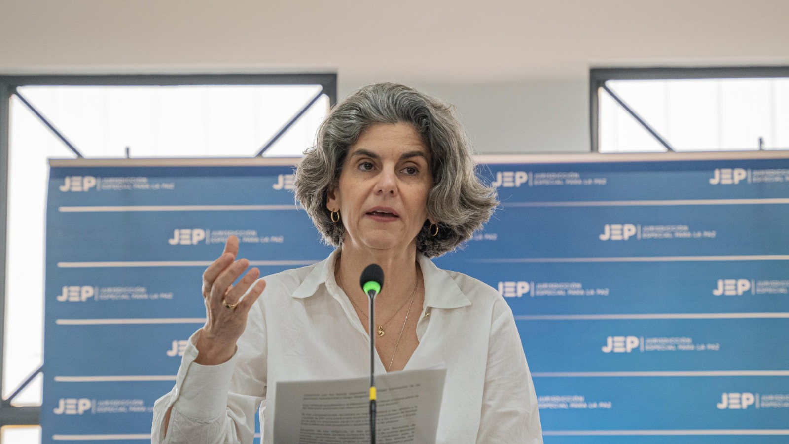 La magistrada Julieta Lemaitre durante el anuncio de la imputación al BNOCC.