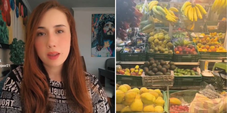 La mujer contó los precios de las frutas y verduras.