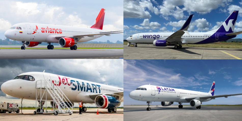 Avianca, Wingo, JetSmart y Latam.