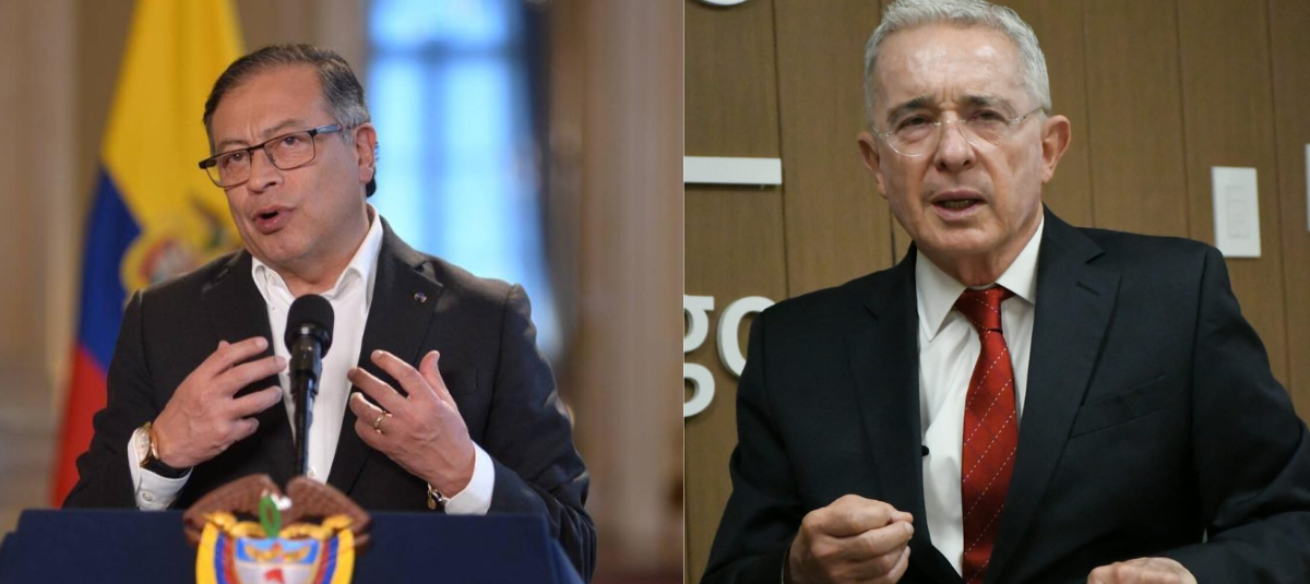 El presidente Gustavo Petro y el expresidente Álvaro Uribe.
