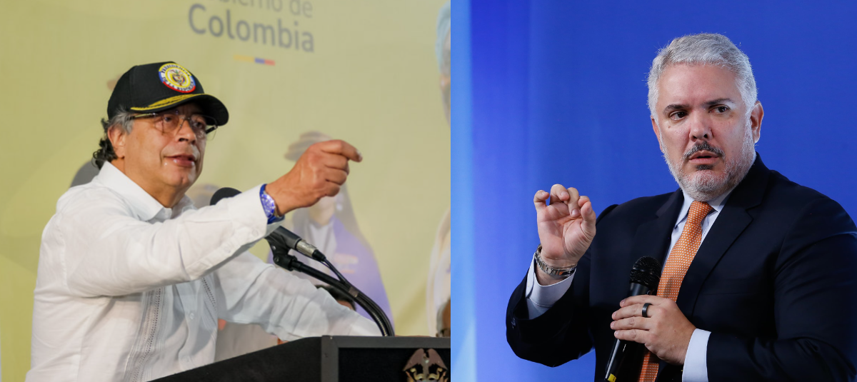 El presidente Gustavo Petro y el expresidente Iván Duque.