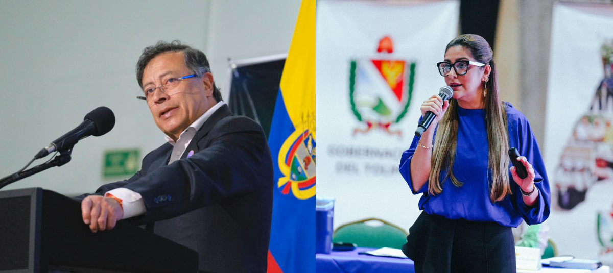 El presidente Gustavo Petro y la gobernadora del Tolima, Adriana Magali Matiz.
