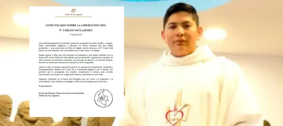 El padre Carlos Saúl Jaimes fue liberado tras 40 días desaparecido.