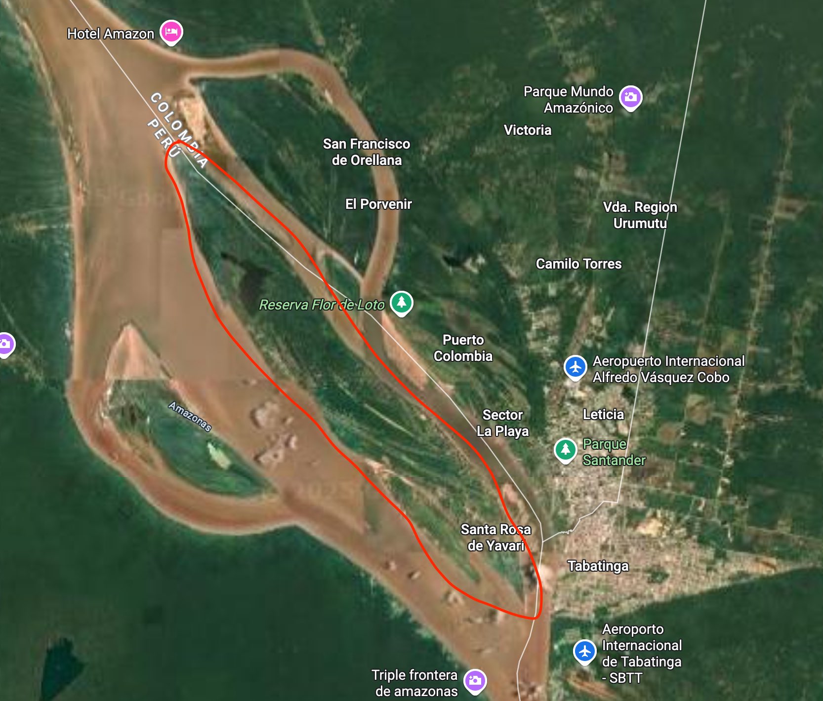 Frontera entre Perú y Colombia.