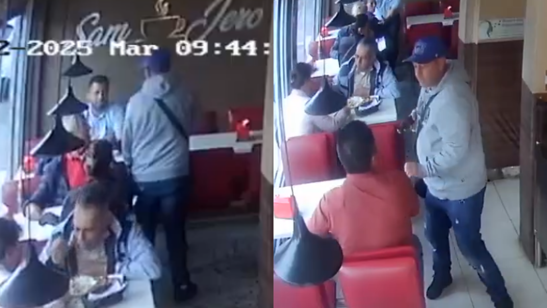 El Delincuente SE Dirigió Rápidamete A Una Mesa Cercana, Donde Abordó A Las Victimas.