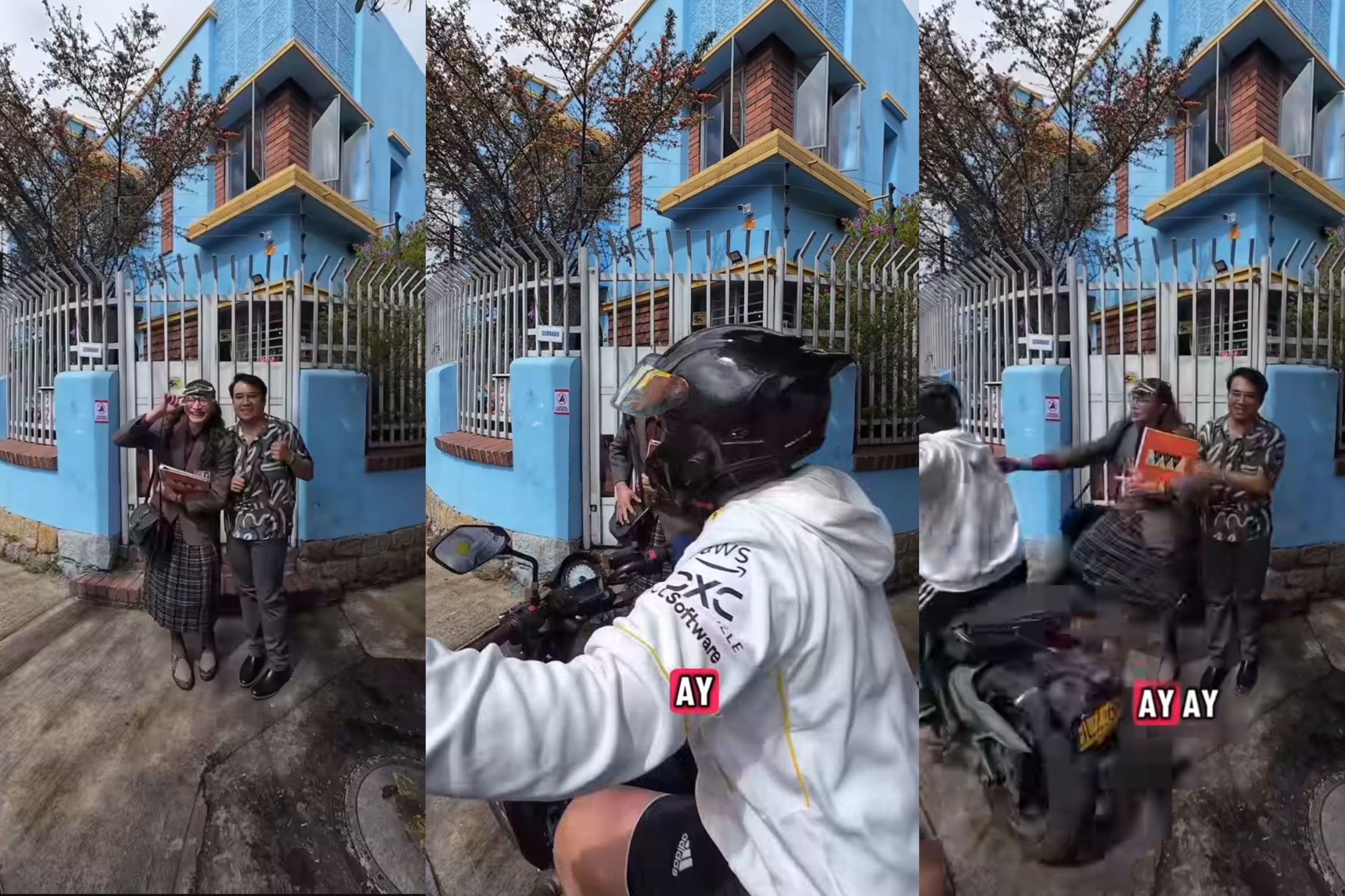 Eine mexikanische Touristin wurde im Haus von „Yo soy Betty, la fea“ in Bogotá ausgeraubt: Auf einem Video war zu sehen, wie ein Motorradfahrer ihr Handy stahl.