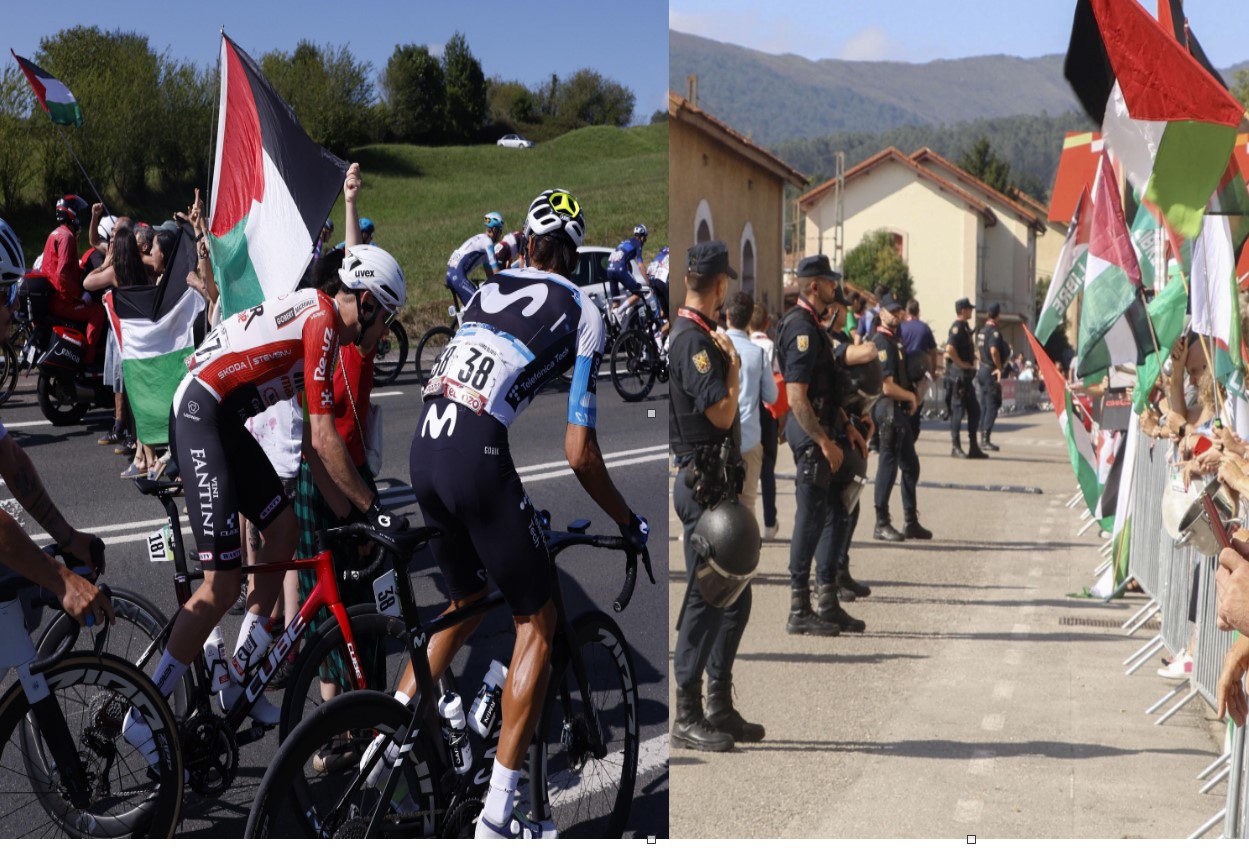 Protestas en la Vuelta a España contra equipo Israel